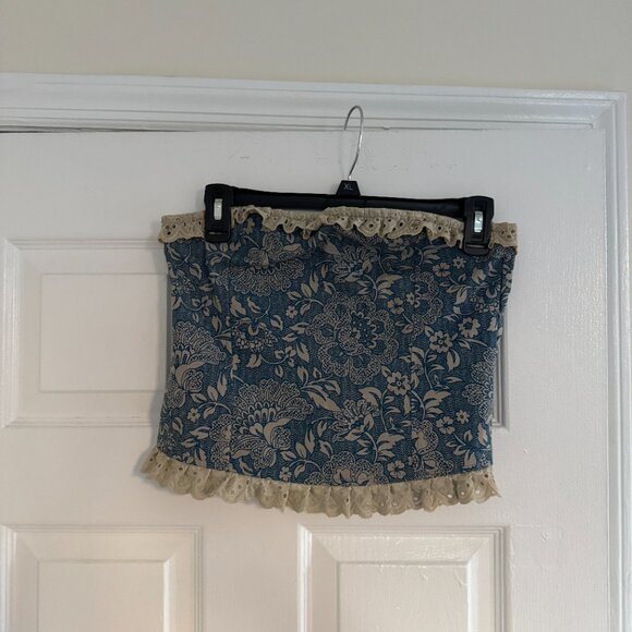 Princess Polly Dien Top Ornate - Blue & Tan - Picture 4 of 5